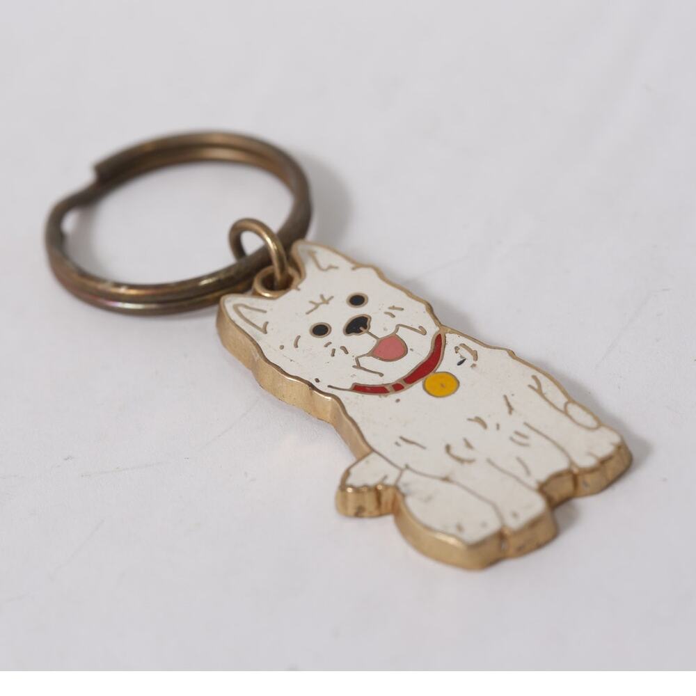 Vintage West Highland Terrier Enamel Keychain White Dog Key Ring ~ 260521-WH 704